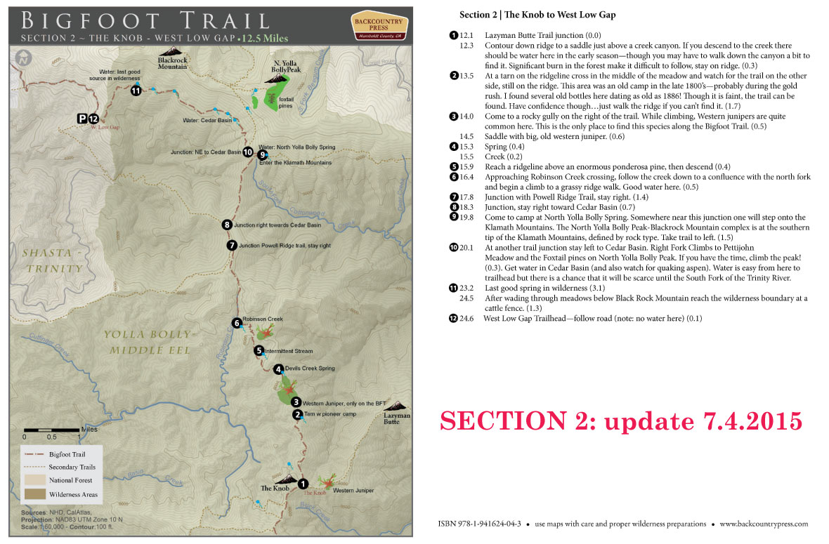 Bigfoot Trail Map Update: Section 2