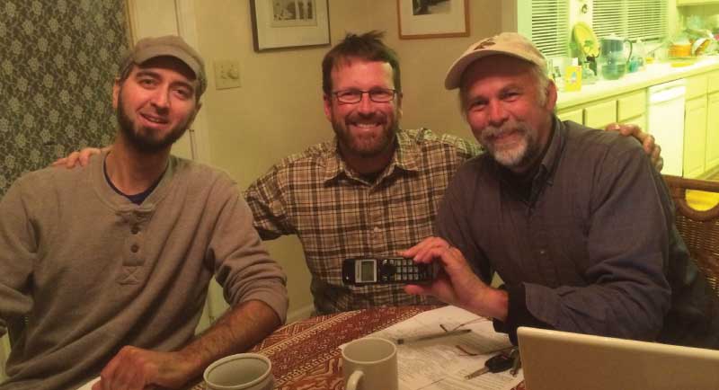 Jason Barnes, Michael Kauffmann, and Rees Hughes at the first Bigfoot Trail Alliance board meeting.