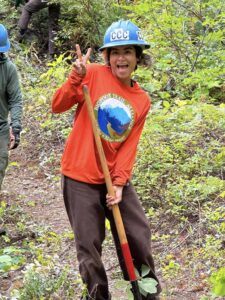 Working on the the trail with the CCC Corpsmembers.